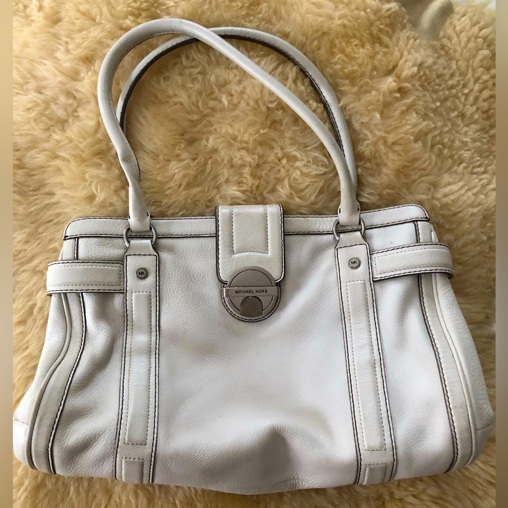 Michael Kors white leather shoulder bag